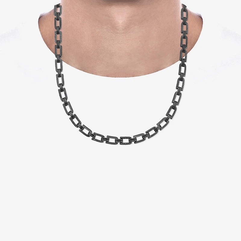 Midnight Black Limited Quantities! Mens Sterling Silver 22 Inch Chain Necklace