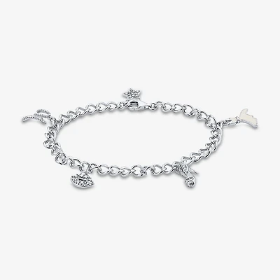 Limited Quantities! Womens 1/4 CT. T.W. Natural White Diamond Sterling Silver Round Charm Bracelet