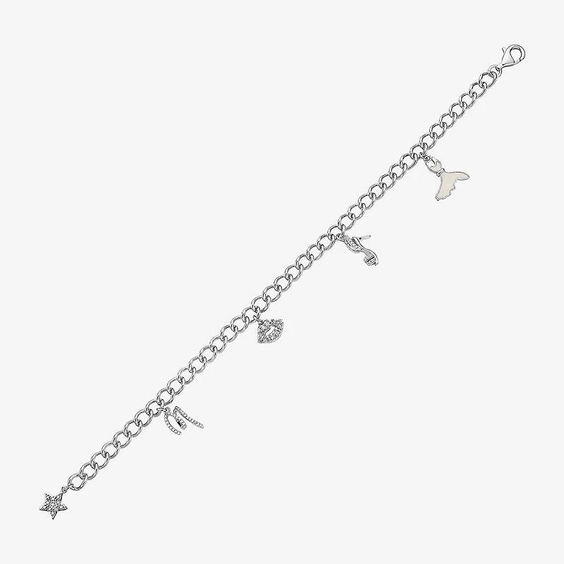 Limited Quantities! Womens 1/4 CT. T.W. Natural White Diamond Sterling Silver Round Charm Bracelet