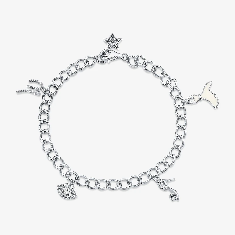 Limited Quantities! Womens 1/4 CT. T.W. Natural White Diamond Sterling Silver Round Charm Bracelet
