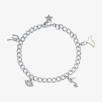 Limited Quantities! Womens 1/4 CT. T.W. Natural White Diamond Sterling Silver Round Charm Bracelet