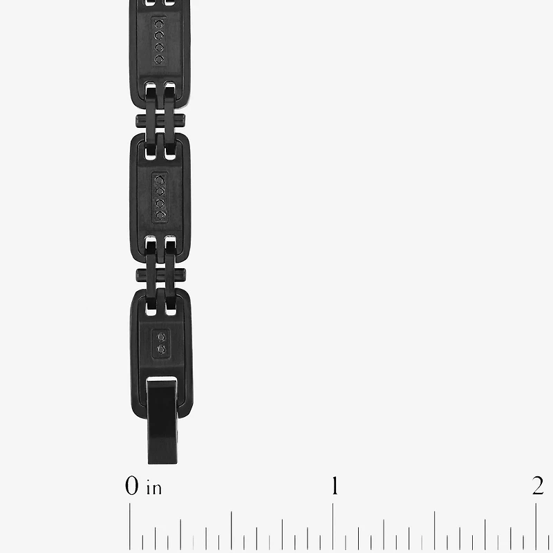 (Black / I3) Mens Stainless Steel Solid 8 1/2 Inch Link Bracelet