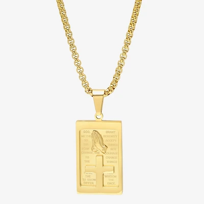 Steeltime Mens 18K Gold Over Stainless Steel 24 Inch Pendant Necklace