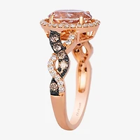 Le Vian Grand Sample Sale Le Vian Grand Sample Sale (I1 / Champagne) Womens 1/2 CT. Genuine Pink Morganite 14K Gold Oval Halo Side Stone Cocktail Ring