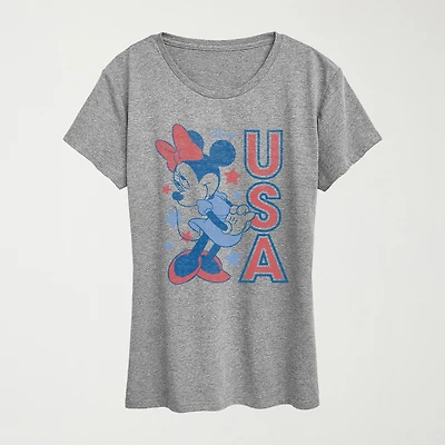 Womens Crew Neck Short Sleeve Classic Fit Minnie Mouse Graphic T-Shirt