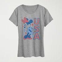 Womens Crew Neck Short Sleeve Classic Fit Minnie Mouse Graphic T-Shirt