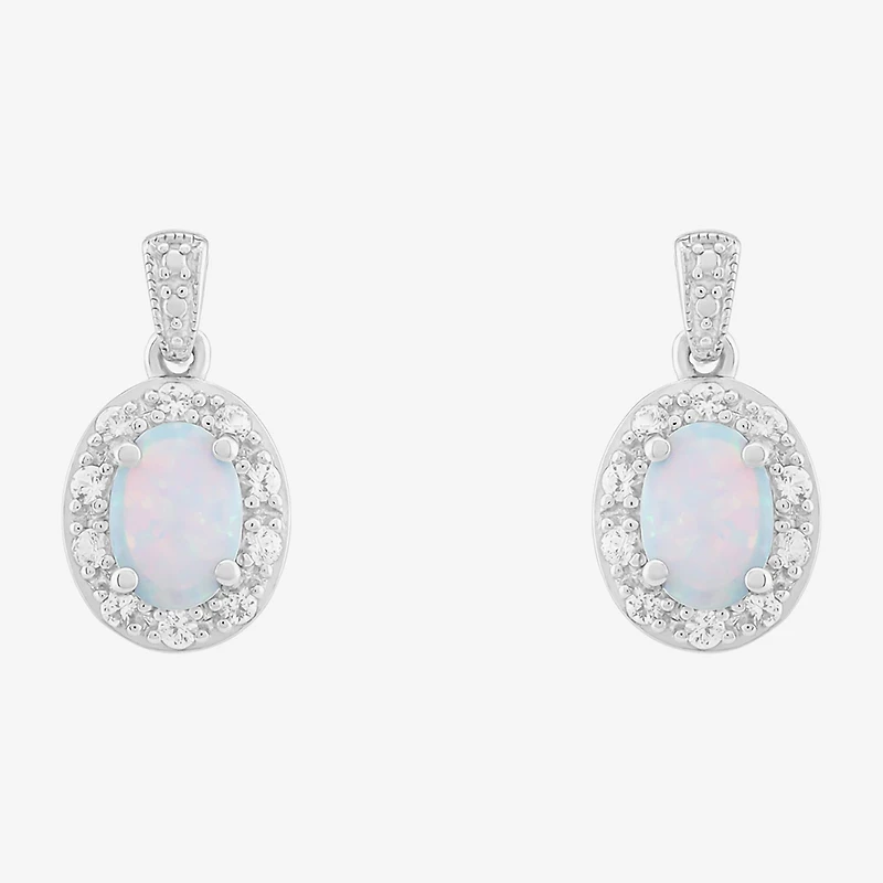 Limited Quantities! Womens Lab Created White Opal Sterling Silver Drop Earrings