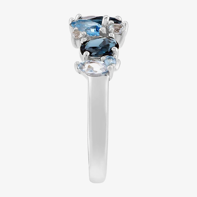 Limited Quantities! Womens 2MM Genuine Blue Topaz Sterling Silver Band