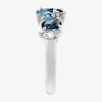 Limited Quantities! Womens 2MM Genuine Blue Topaz Sterling Silver Band