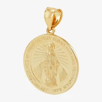 Virgin Mary Womens 14K Gold Round Pendant
