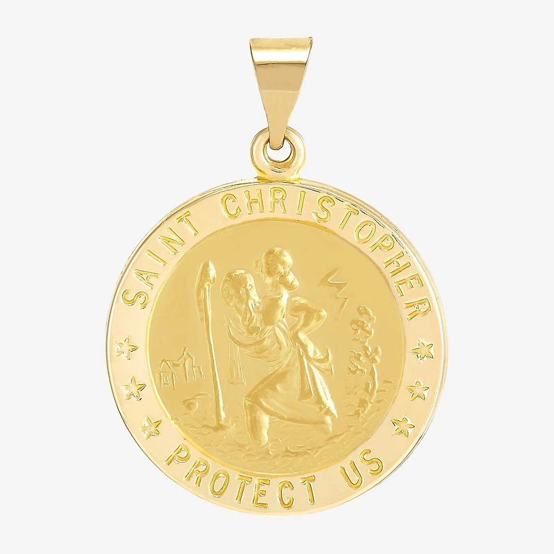 St.Christopher Unisex Adult 14K Gold Round Pendant