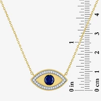 Diamond Addiction (G-H / Si2-I1) Womens 1/10 CT. T.W. Lab Created Blue Sapphire 14K Gold Over Silver Evil Eye 15 Inch Pendant Necklace