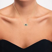 Diamond Addiction (G-H / Si2-I1) Womens 1/10 CT. T.W. Lab Created Blue Sapphire 14K Gold Over Silver Evil Eye 15 Inch Pendant Necklace