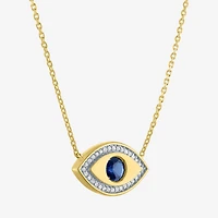 Diamond Addiction (G-H / Si2-I1) Womens 1/10 CT. T.W. Lab Created Blue Sapphire 14K Gold Over Silver Evil Eye 15 Inch Pendant Necklace