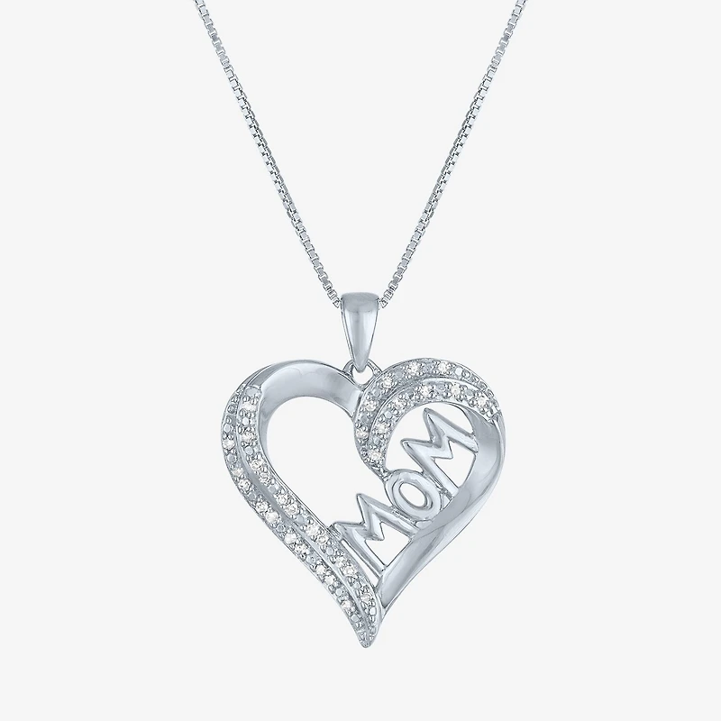 (G-H / Si2-I1) Womens 1/10 CT. T.W. Lab Grown White Diamond Sterling Silver Heart 18 Inch Pendant Necklace