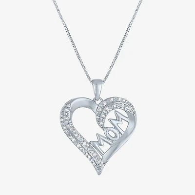 (G-H  /  Si2-I1) Womens 1/10 CT. T.W. Lab Grown White Diamond Sterling Silver Heart 18 Inch Pendant Necklace