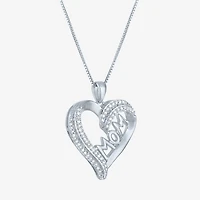 (G-H  /  Si2-I1) Womens 1/10 CT. T.W. Lab Grown White Diamond Sterling Silver Heart 18 Inch Pendant Necklace