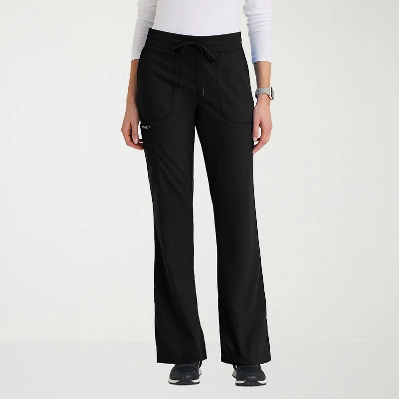 Grey's Anatomy™ by Barco Classic Grp735 Erin 5-Pocket Mid-Rise Fit & Flare Leg Womens Petite Stretch Fabric Moisture Wicking Scrub Pant