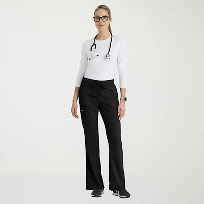 Grey's Anatomy™ by Barco Classic Grp735 Erin 5-Pocket Mid-Rise Fit & Flare Leg Womens Petite Stretch Fabric Moisture Wicking Scrub Pant