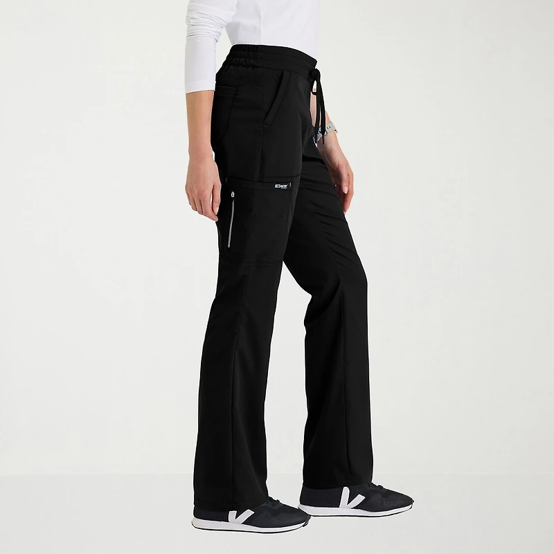 Grey's Anatomy™ by Barco Classic Grp735 Erin 5-Pocket Mid-Rise Fit & Flare Leg Womens Petite Stretch Fabric Moisture Wicking Scrub Pant