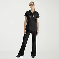 Grey's Anatomy™ by Barco Classic Grt303 Erin 4-Pocket Rib Knit Womens Plus Short Sleeve Stretch Fabric Moisture Wicking Scrub Top