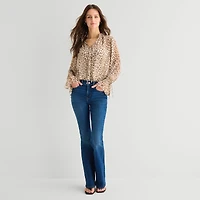 a.n.a Sheer Womens Tall Split Tie Neck Long Sleeve Blouse