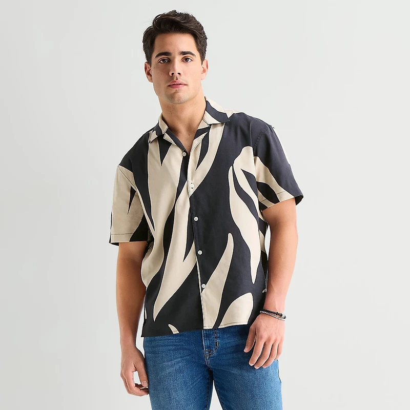 Arizona Mens Short Sleeve Regular Fit Button-Down Shirt