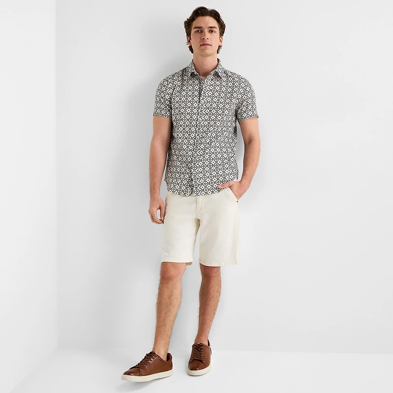 mutual weave Mens Short Sleeve Classic Fit Button-Down Shirt