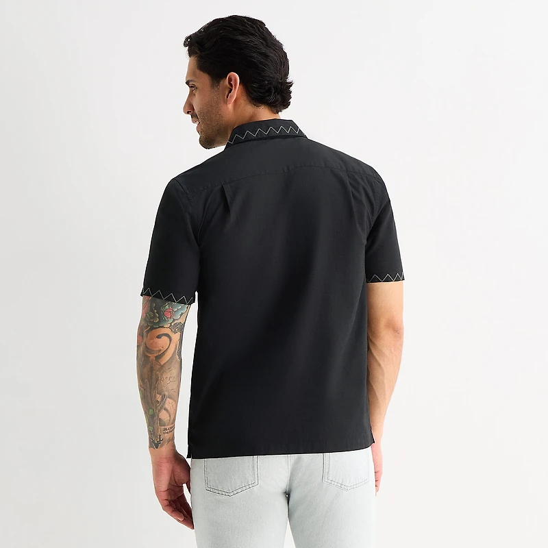 mutual weave Mens Short Sleeve Camp Shirt