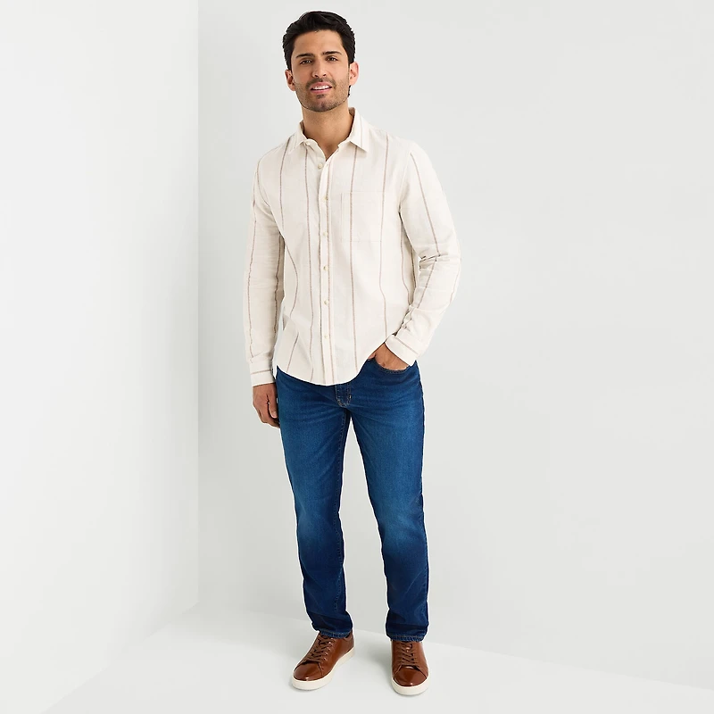 mutual weave Mens Long Sleeve Classic Fit Button-Down Shirt