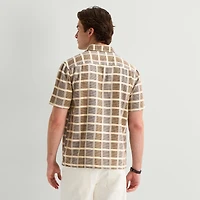 mutual weave Mens Short Sleeve Classic Fit Button-Down Shirt