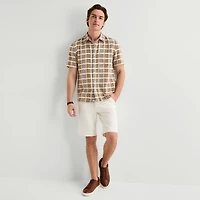 mutual weave Mens Short Sleeve Classic Fit Button-Down Shirt