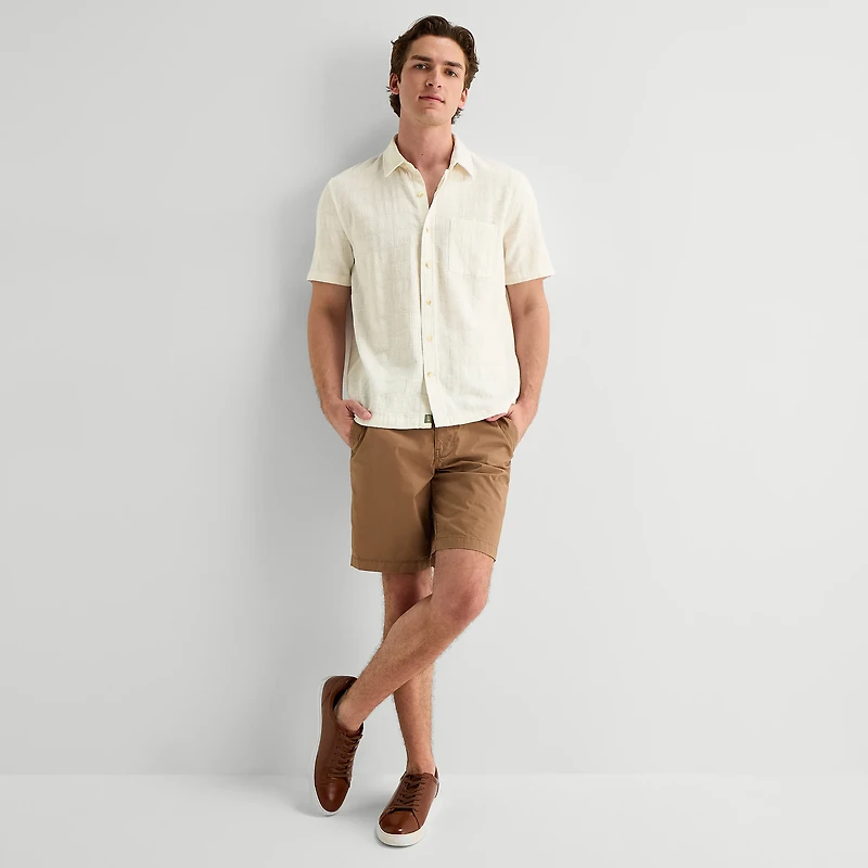 mutual weave Mens Short Sleeve Classic Fit Button-Down Shirt