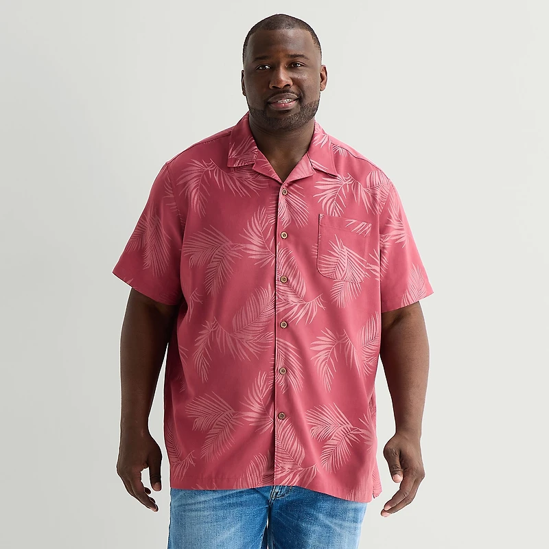 St. John's Bay Button-Down Mens Short Sleeve Big and Tall Camp Shirt