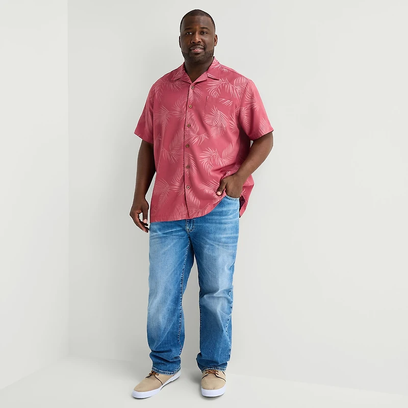 St. John's Bay Button-Down Mens Short Sleeve Big and Tall Camp Shirt