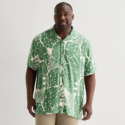 St. John's Bay Button-Down Mens Short Sleeve Big and Tall Camp Shirt