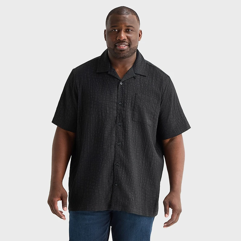 Shaquille O'Neal XLG™ Mens Short Sleeve Regular Fit Big and Tall Button-Down Shirt