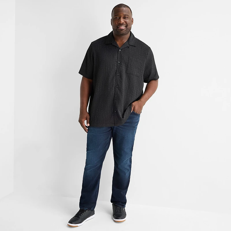 Shaquille O'Neal XLG™ Mens Short Sleeve Regular Fit Big and Tall Button-Down Shirt
