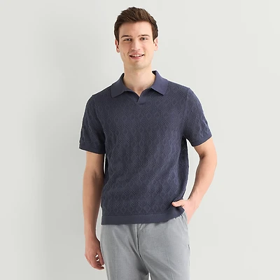 J. Ferrar Johnny Collar Mens Short Sleeve Polo Sweater