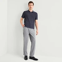 J. Ferrar Pointelle Johnny Collar Mens Short Sleeve Polo Sweater