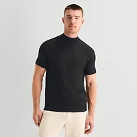 J. Ferrar Mens Mock Neck Short Sleeve Pullover Sweater
