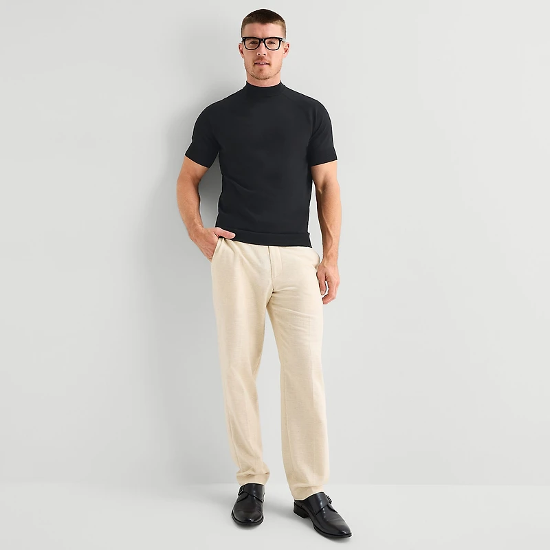 J. Ferrar Mens Mock Neck Short Sleeve Pullover Sweater
