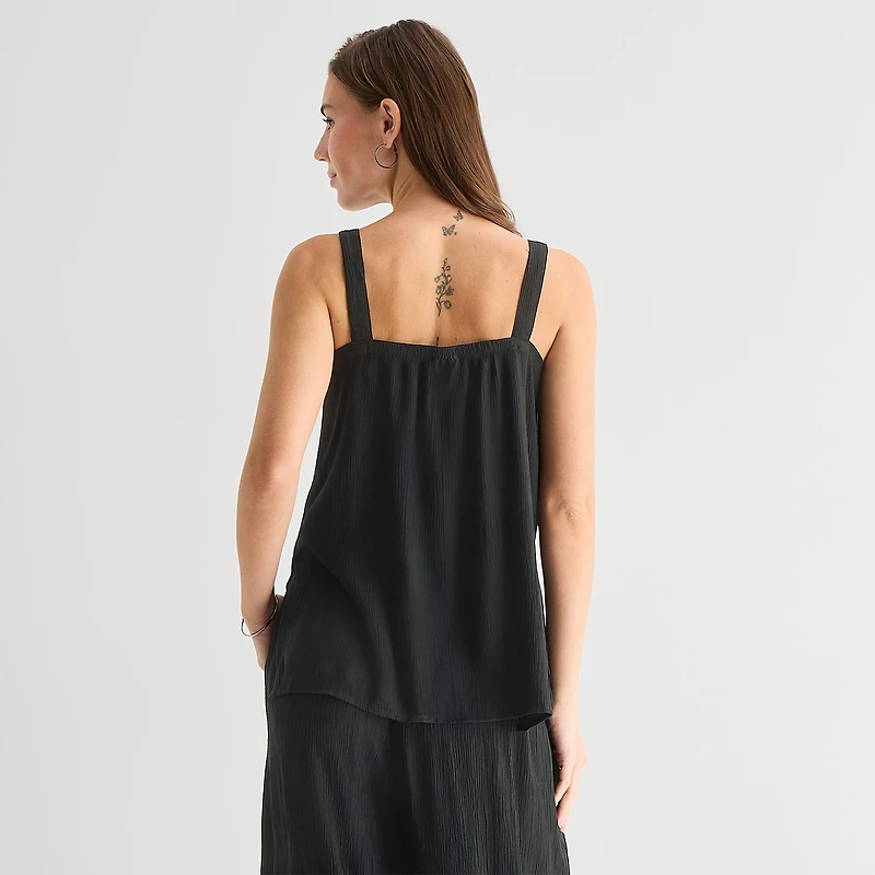 a.n.a Womens Square Neck Sleeveless Tunic Top