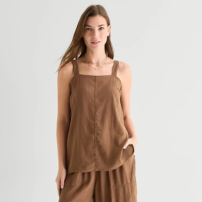 a.n.a Womens Square Neck Sleeveless Tunic Top