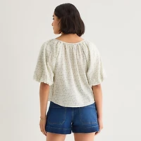 A.N.A Womens Crew Neck Short Sleeve Blouse