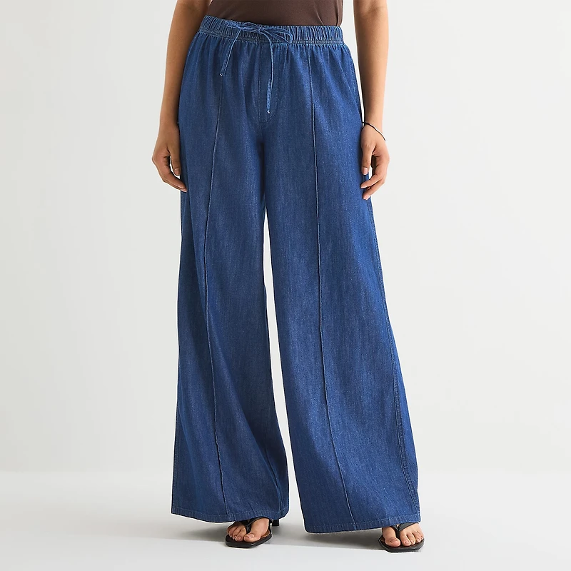 a.n.a Womens Mid Rise Wide Leg Jean