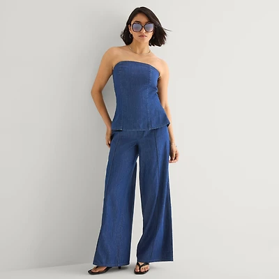 a.n.a Womens Mid Rise Wide Leg Jean