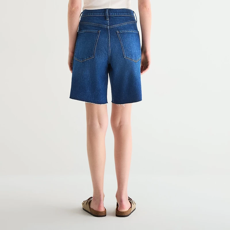 a.n.a Frayed Hem Womens 9" Mid Rise Bermuda Short