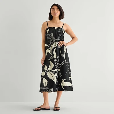 a.n.a Womens Midi Square Neck Sleeveless Maxi Dress