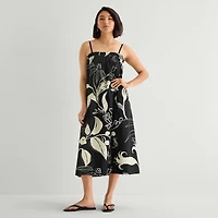 a.n.a Womens Midi Square Neck Sleeveless Maxi Dress